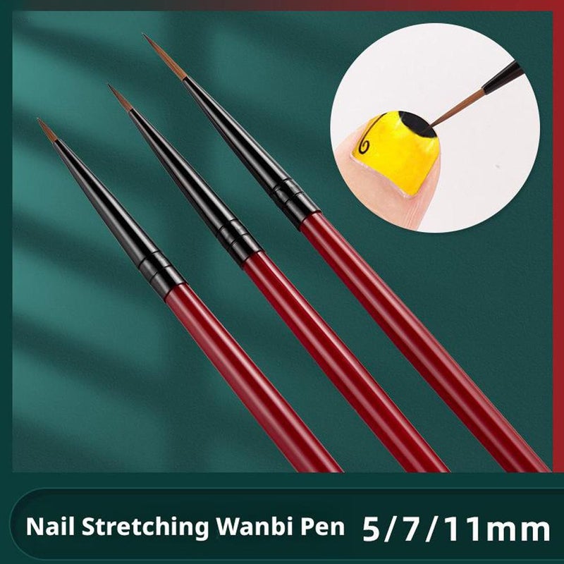 3Pcs Nail Art Liner Painting Brush, Thin Stripe Line Drawing Pen, Nail Liner Striping Brush, Nail Brush for Drawing Nail Art Design, DIY Brush Manicure Tool, Red - Image 4